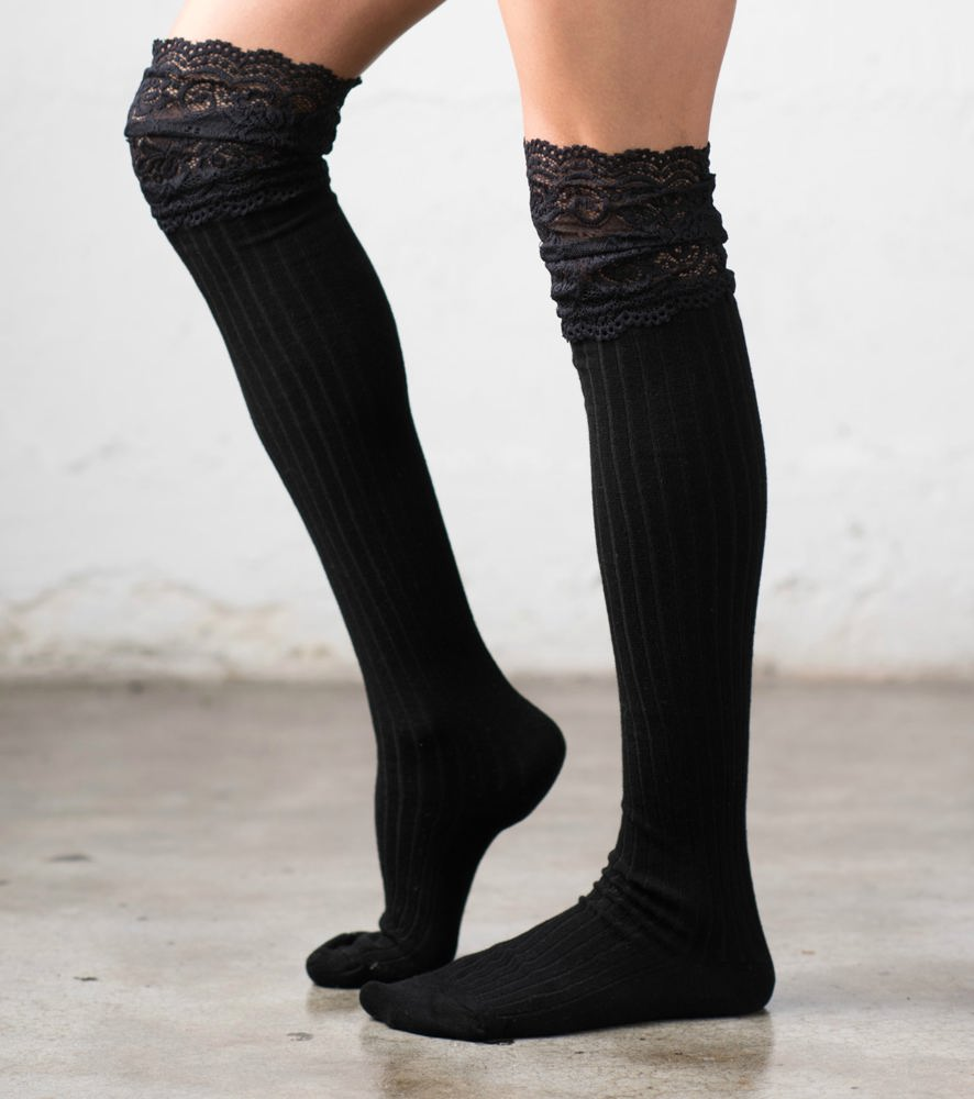 Lace Topped Over The Knee Socks | AILI'S CORNER