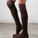 Cocoa Lace Topped Over The Knee Socks | AILI'S CORNER