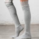 Gray Lace Topped Over The Knee Socks | AILI'S CORNER