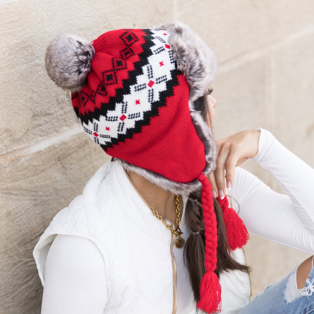 Fair Isle Pom Trapper Hat | AILI'S CORNER