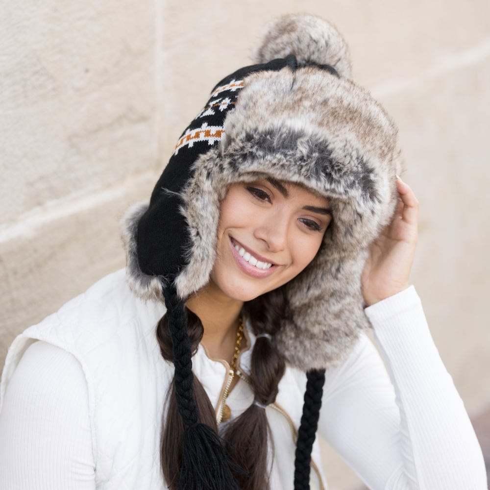 Fair Isle Pom Trapper Hat | AILI'S CORNER