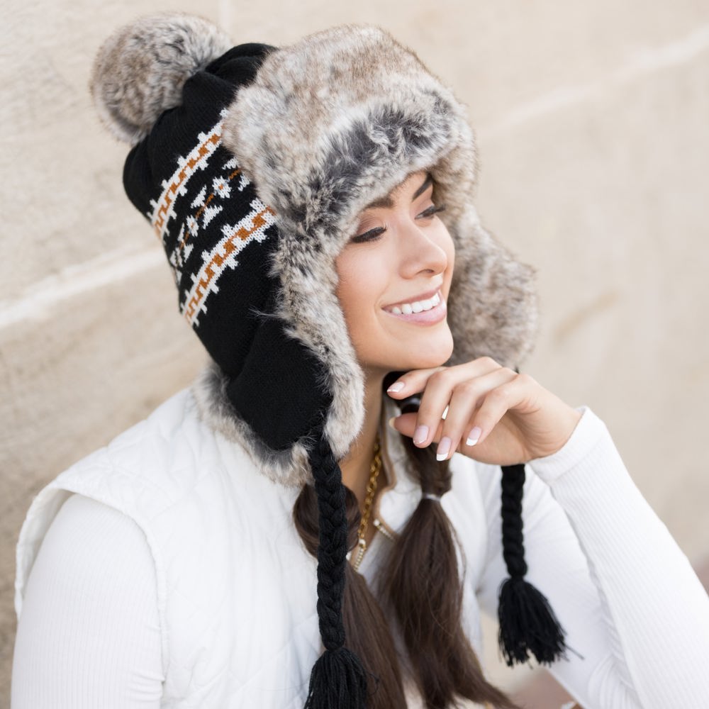 Fair Isle Pom Trapper Hat | AILI'S CORNER