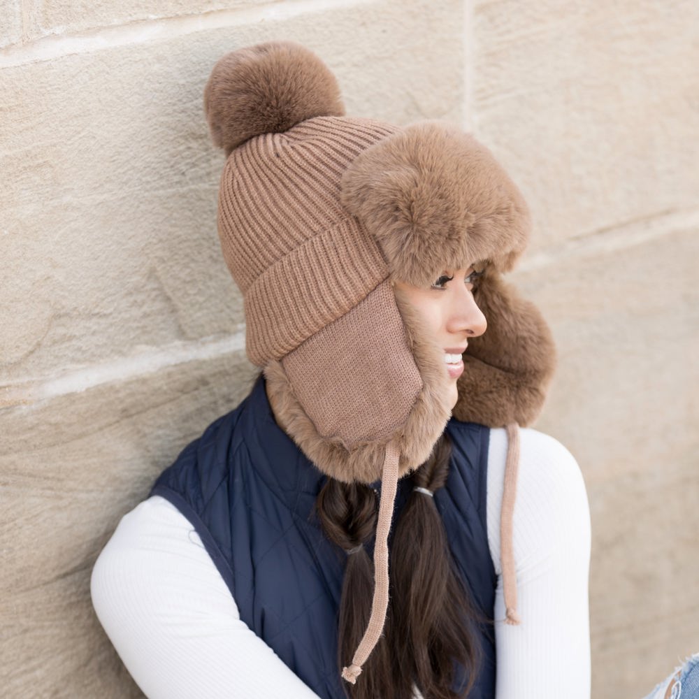 Ribbed Pom Trapper Hat | AILI'S CORNER