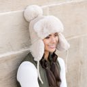 Beige Ribbed Pom Trapper Hat | AILI'S CORNER