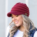 Burgundy C.C® Knit Brimmed Cap | AILI'S CORNER