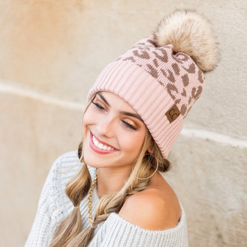 C.C® Natural Leopard Pom Beanie | AILI'S CORNER