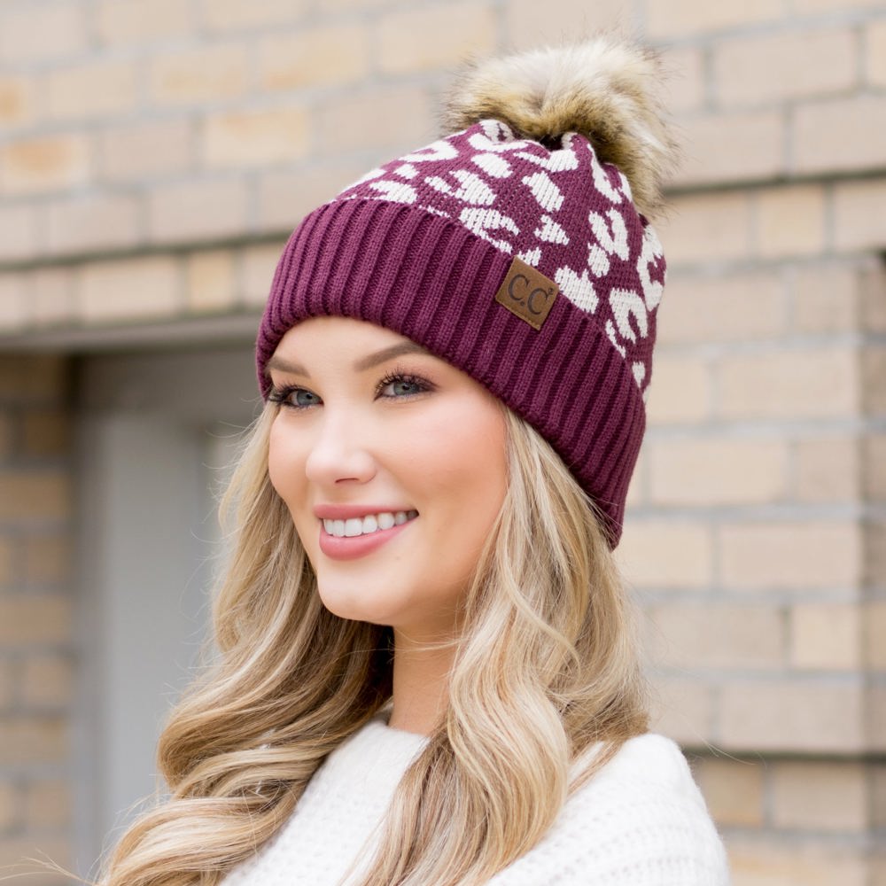 C.C® Natural Leopard Pom Beanie | AILI'S CORNER