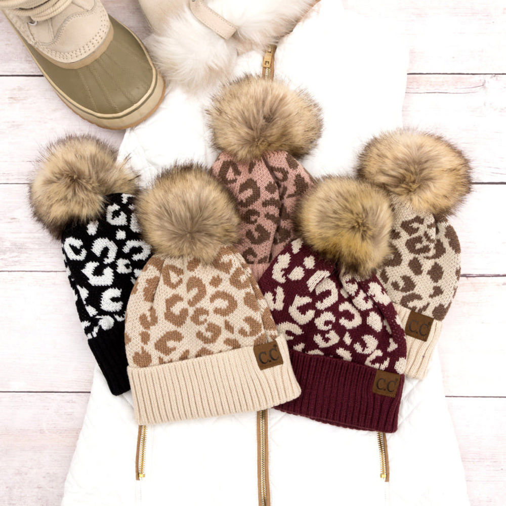 C.C® Natural Leopard Pom Beanie | AILI'S CORNER