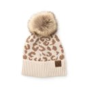 Beige C.C® Natural Leopard Pom Beanie | AILI'S CORNER