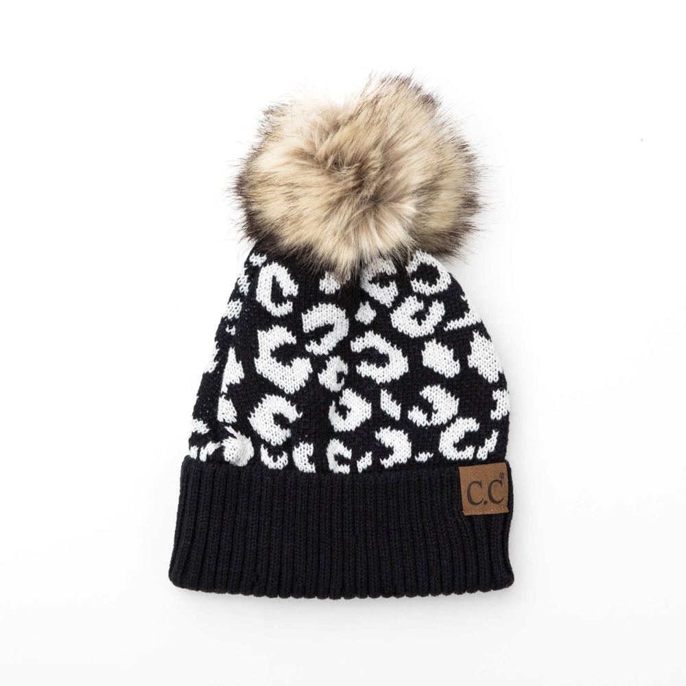 C.C® Natural Leopard Pom Beanie | AILI'S CORNER