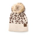 Taupe C.C® Natural Leopard Pom Beanie | AILI'S CORNER