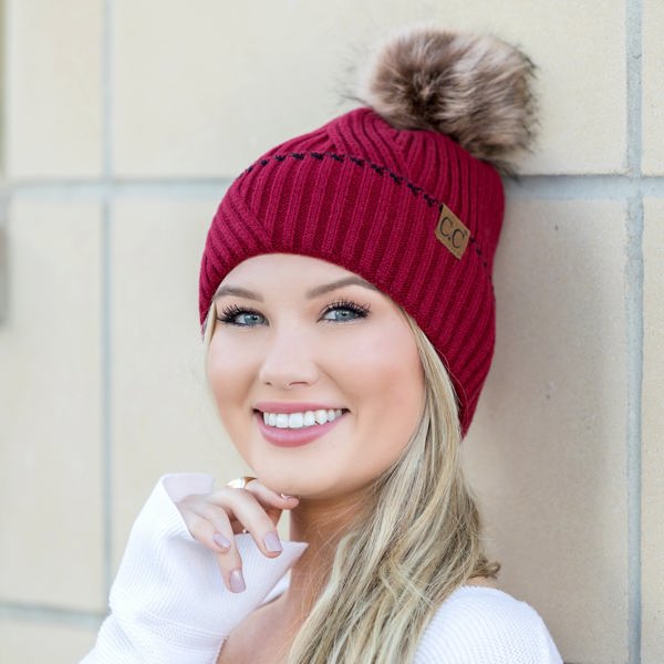 C.C® Accent Cuff Pom Beanie | AILI'S CORNER