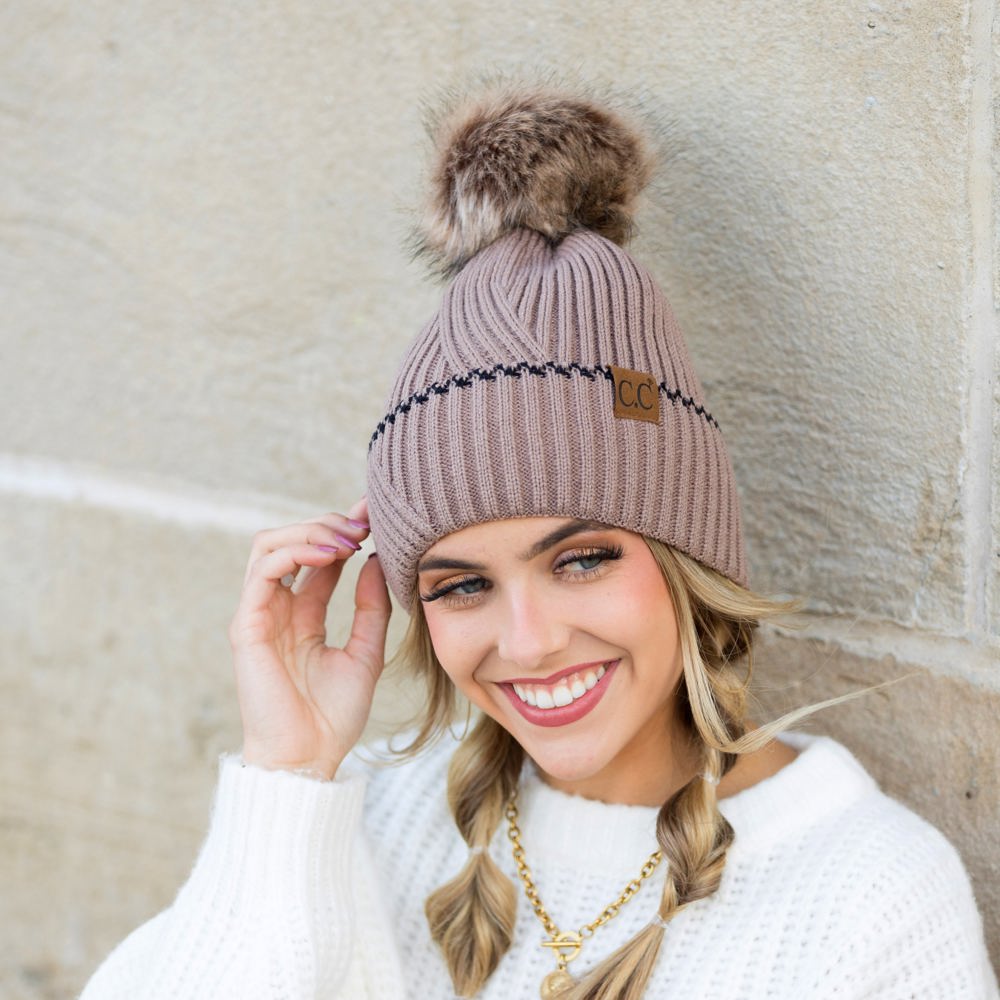 C.C® Accent Cuff Pom Beanie | AILI'S CORNER