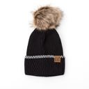 Black C.C® Accent Cuff Pom Beanie | AILI'S CORNER