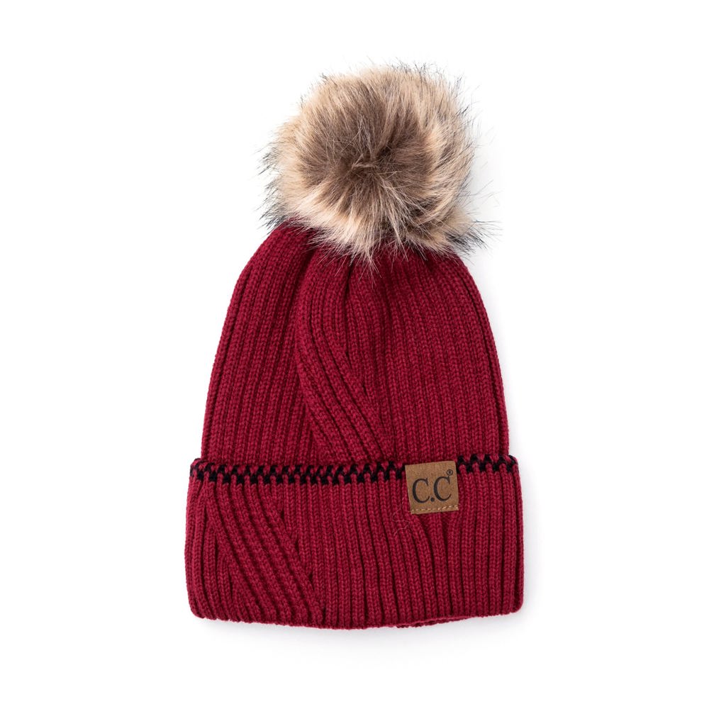 C.C® Accent Cuff Pom Beanie | AILI'S CORNER