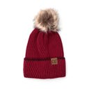 Burgundy C.C® Accent Cuff Pom Beanie | AILI'S CORNER