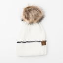 Ivory C.C® Accent Cuff Pom Beanie | AILI'S CORNER