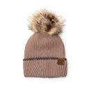 Taupe C.C® Accent Cuff Pom Beanie | AILI'S CORNER