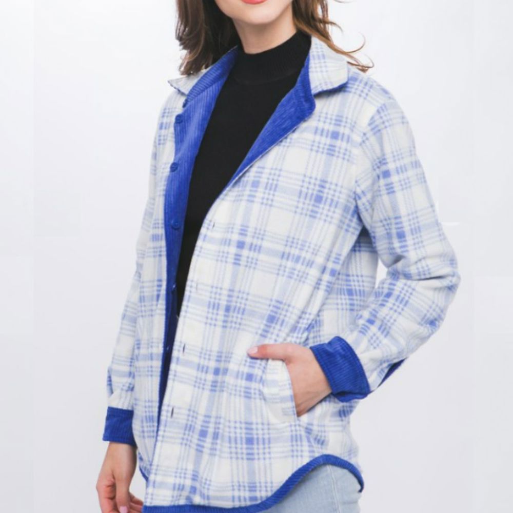 Blue Reversible Plaid & Corduroy Jacket