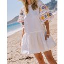 Large White Embroidered Tiered Ruffle Mini Dress