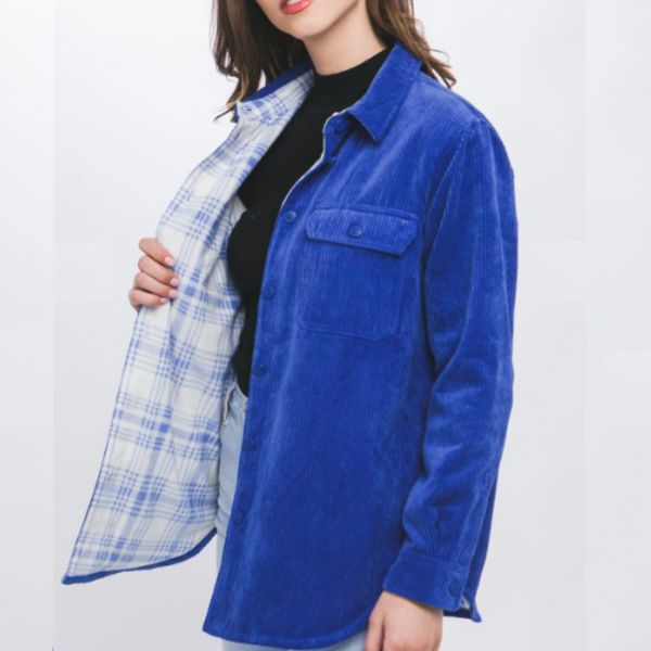 Blue Reversible Plaid & Corduroy Jacket