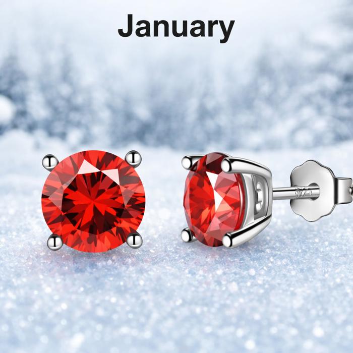 Sterling Silver 6mm CZ Birthstone Stud Earrings