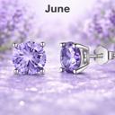 June Sterling Silver 6mm CZ Birthstone Stud Earrings