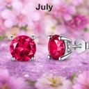 July Sterling Silver 6mm CZ Birthstone Stud Earrings