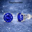 September Sterling Silver 6mm CZ Birthstone Stud Earrings