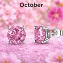 October Sterling Silver 6mm CZ Birthstone Stud Earrings