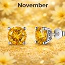 November Sterling Silver 6mm CZ Birthstone Stud Earrings