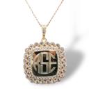  Sterling Silver Decorative Large Soft Square Monogram Necklace