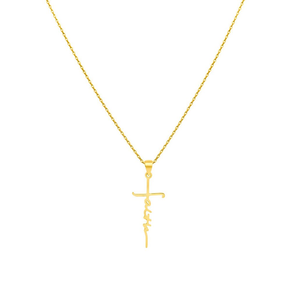 Sterling Silver Cross Necklace "Faith" Pendant