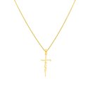 Gold 16" Sterling Silver Cross Necklace "Faith" Pendant