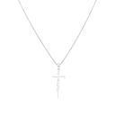 Silver 16" Sterling Silver Cross Necklace "Faith" Pendant