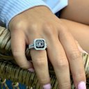  Sterling Silver Monogram Ring Split Band - Jade Ring