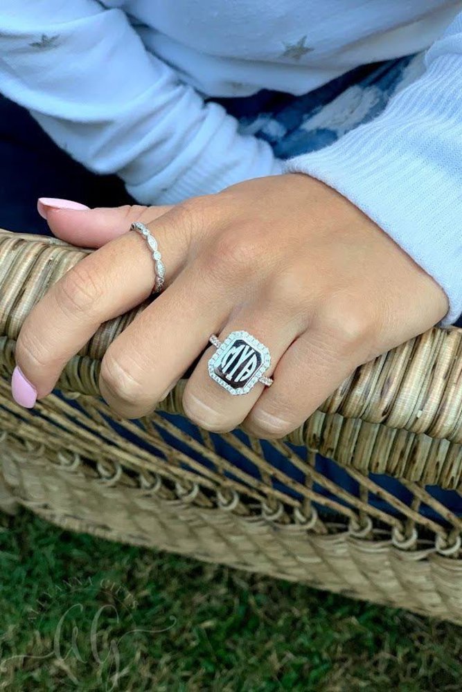 Sterling Silver Stackable Monogram Ring - Avery Ring