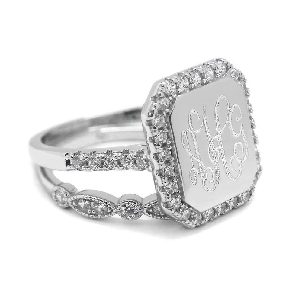 Sterling Silver Stackable Monogram Ring - Avery Ring