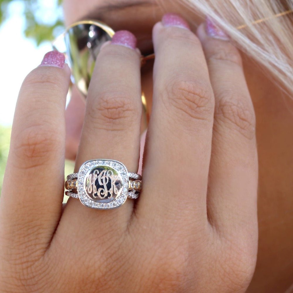 Sterling Silver Monogram Stella Stackable Ring Set