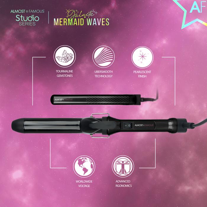 Mermaid Waves 2-Piece Set with Curling Wand & Mini ToGo -  Black Nebula