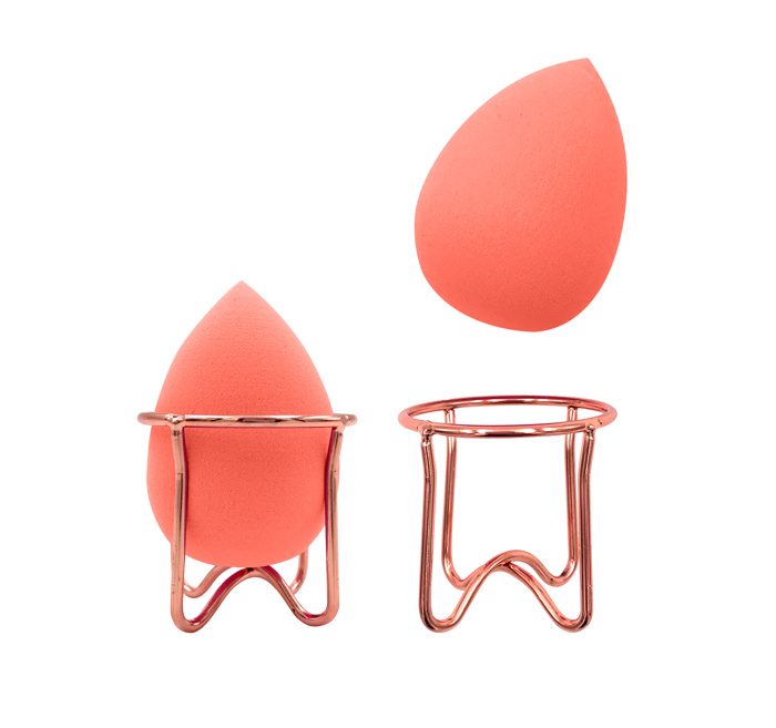 Professional Beauty Blender with Rose Gold Stand - Orange