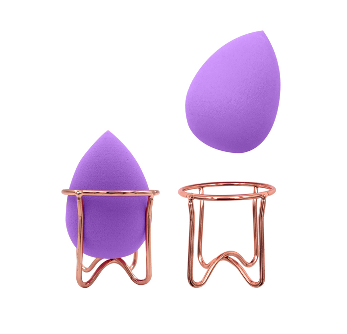 Professional Beauty Blender with Rose Gold Stand - Purple