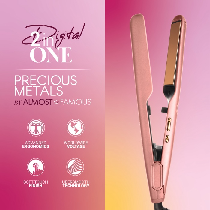 Digital 2inONE Twist Flat Iron with Rose Gold Titanium Plates  - Pink Martini