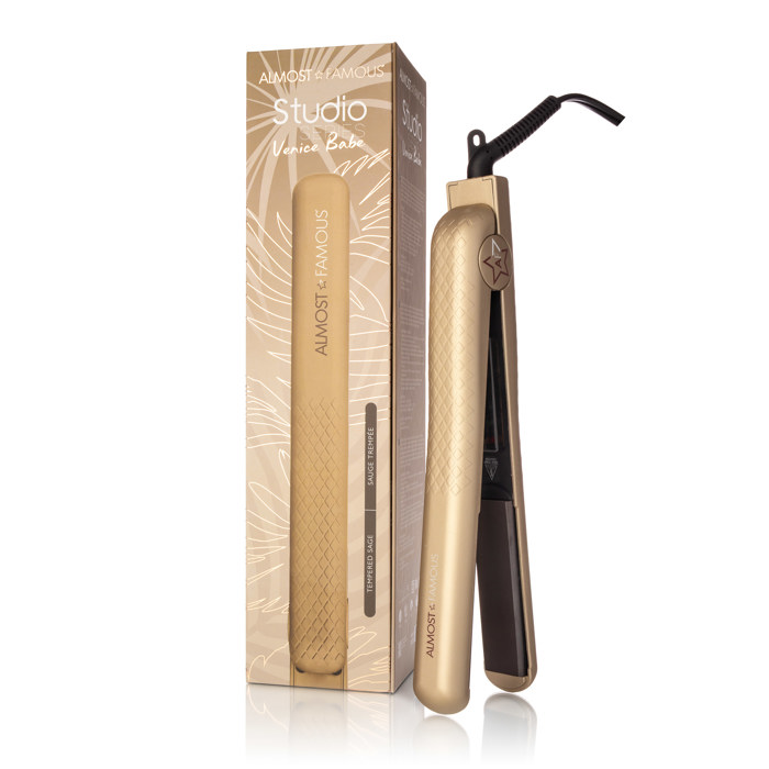 Venice Babe 1.25" Flat Iron with Luxe Gem Infused Plates - Gold Glow