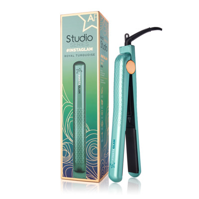 Instaglam 1.25" Flat Iron with Rose Gold Accents - Royal Turquoise
