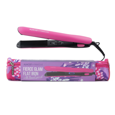 "Fierce Glam" Flat Iron with Travel Pouch - Pink