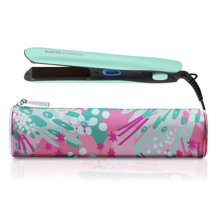 "Fierce Glam" Flat Iron with Travel Pouch - Turquoise