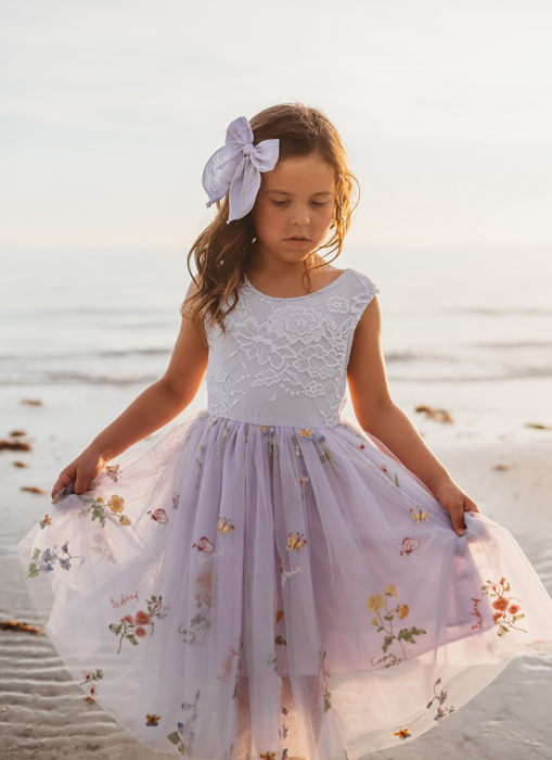 Floral Embroidered Tulle Dress – Sleeveless Knee Length