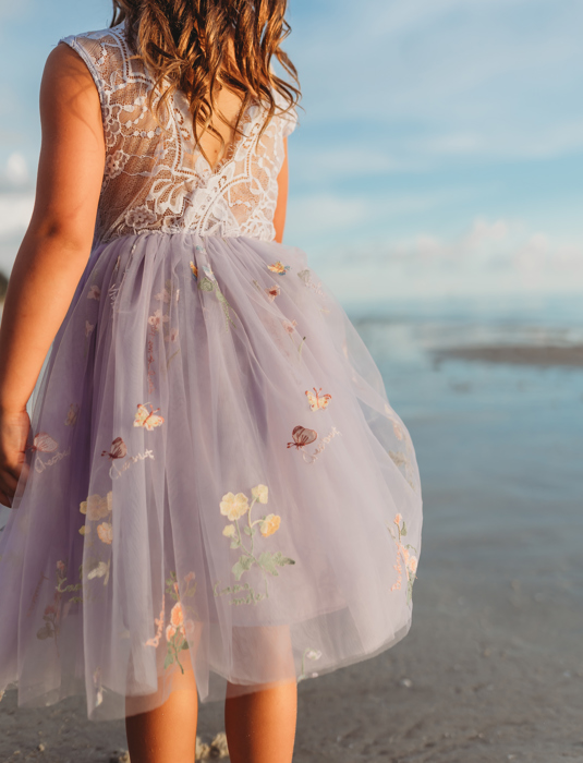 Floral Embroidered Tulle Dress – Sleeveless Knee Length