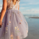  Floral Embroidered Tulle Dress – Sleeveless Knee Length